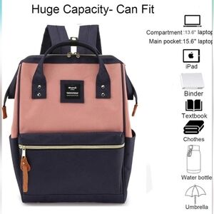 Himawari Laptop Backpack for Women&Men, Navy Blue and pink